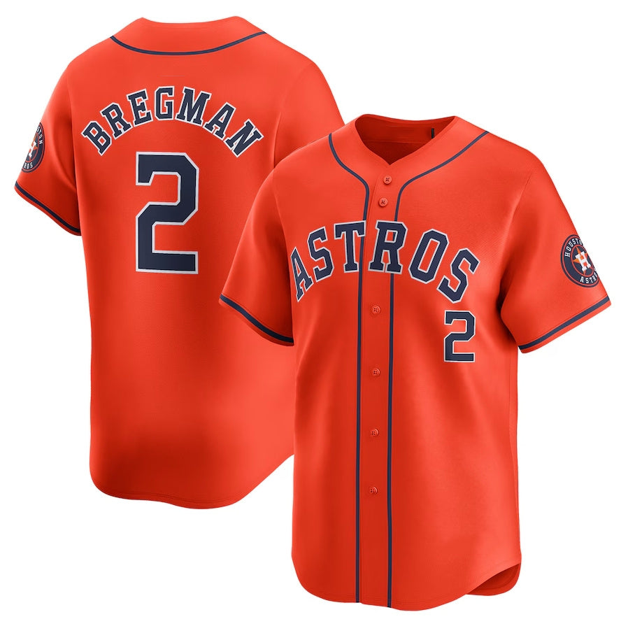 Houston Astros #2 Alex Bregman Alternate Limited Player Jersey C Orange Stitched Baseball Jersey