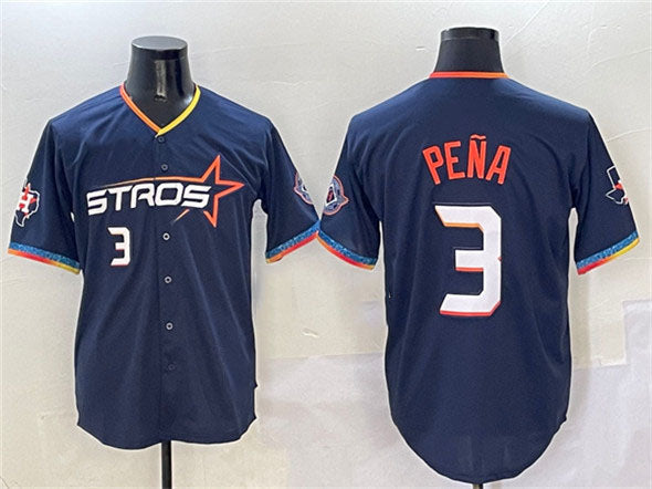 Houston Astros #3 Jeremy Pena Navy 2025 City Connect With Texas Patch Limited Stitched Baseball Jersey