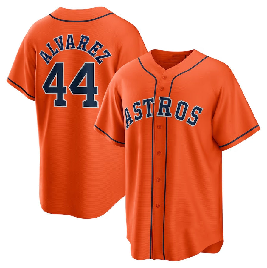 Houston Astros #44 Yordan lvarez Alternate Replica Player Jersey - Orange Stitched Baseball Jersey