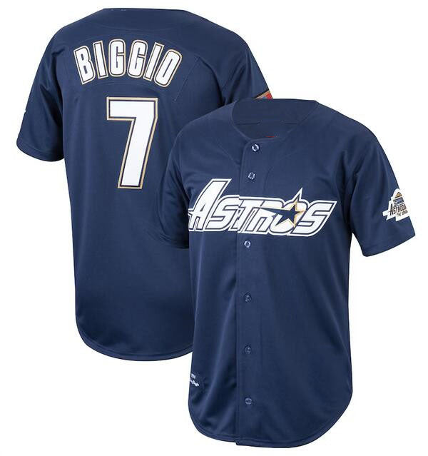 Houston Astros #7 Craig Biggio Navy 1994 Stitched Baseball Jersey