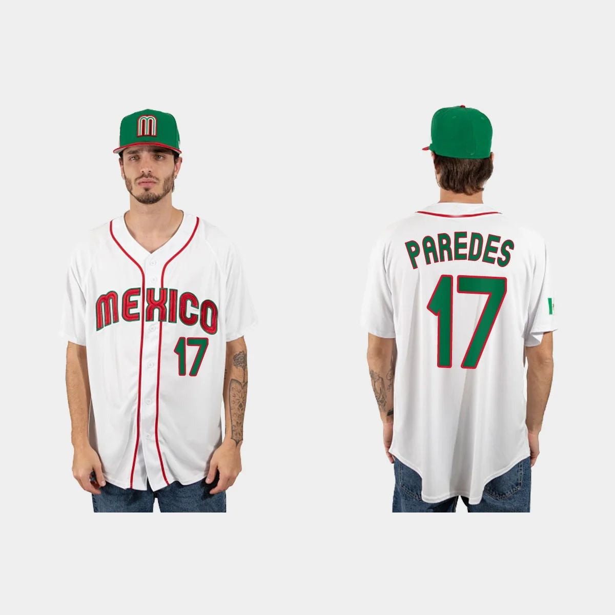 #17 ISAAC PAREDES MEXICO BASEBALL 2023 WORLD BASEBALL CLASSIC JERSEY C WHITE Stitches Baseball Jerseys