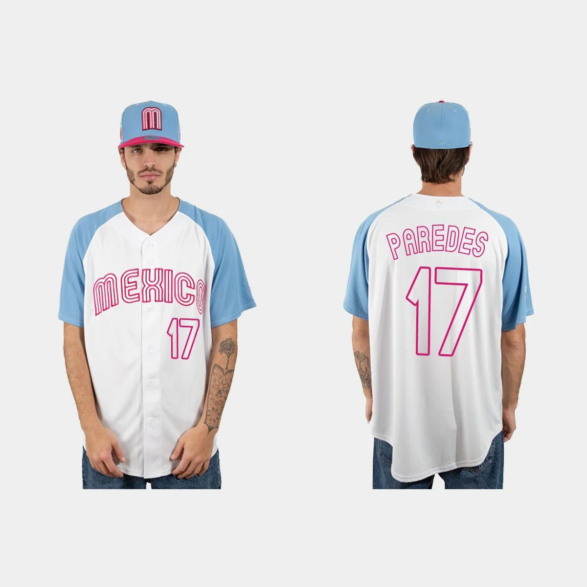 #17 ISAAC PAREDES MEXICO BASEBALL 2023 WORLD BASEBALL CLASSIC JERSEY C WHITE BLUE Stitches Baseball Jerseys