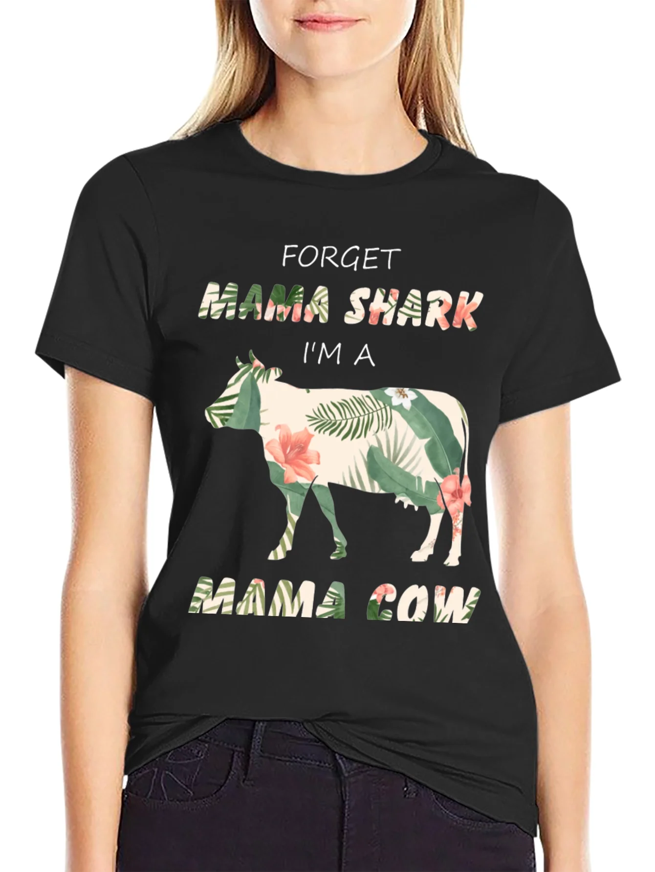 Mama Cow Graphic Tee - Floral Cow Shirt