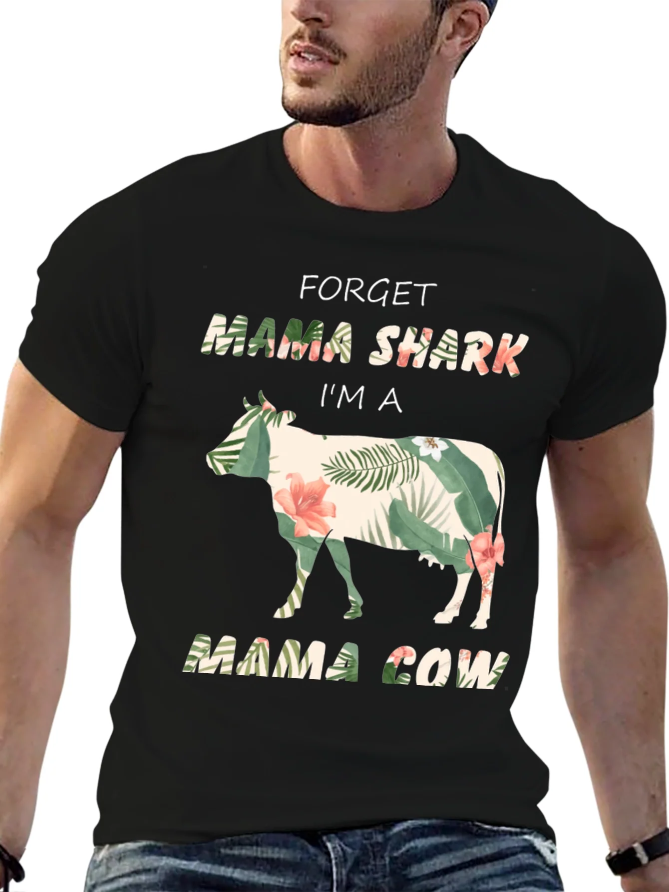 Mama Cow Graphic Tee - Floral Cow Shirt