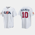 #10 J.T. REALMUTO PHILADELPHIA PHILLIES 2023 WORLD BASEBALL CLASSIC USA REPLICA JERSEY C WHITE Stitches Baseball Jerseys
