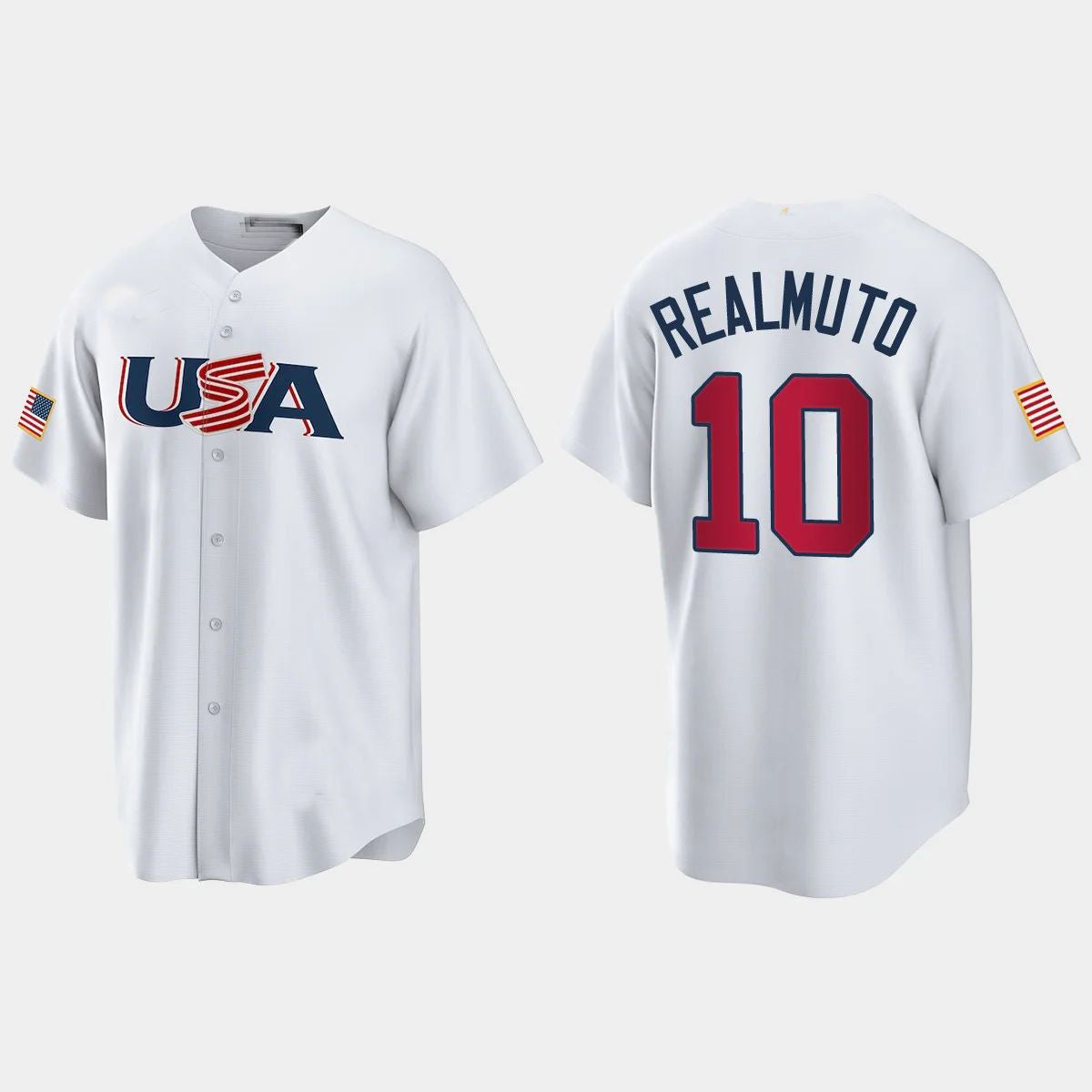 #10 J.T. REALMUTO PHILADELPHIA PHILLIES 2023 WORLD BASEBALL CLASSIC USA REPLICA JERSEY C WHITE Stitches Baseball Jerseys
