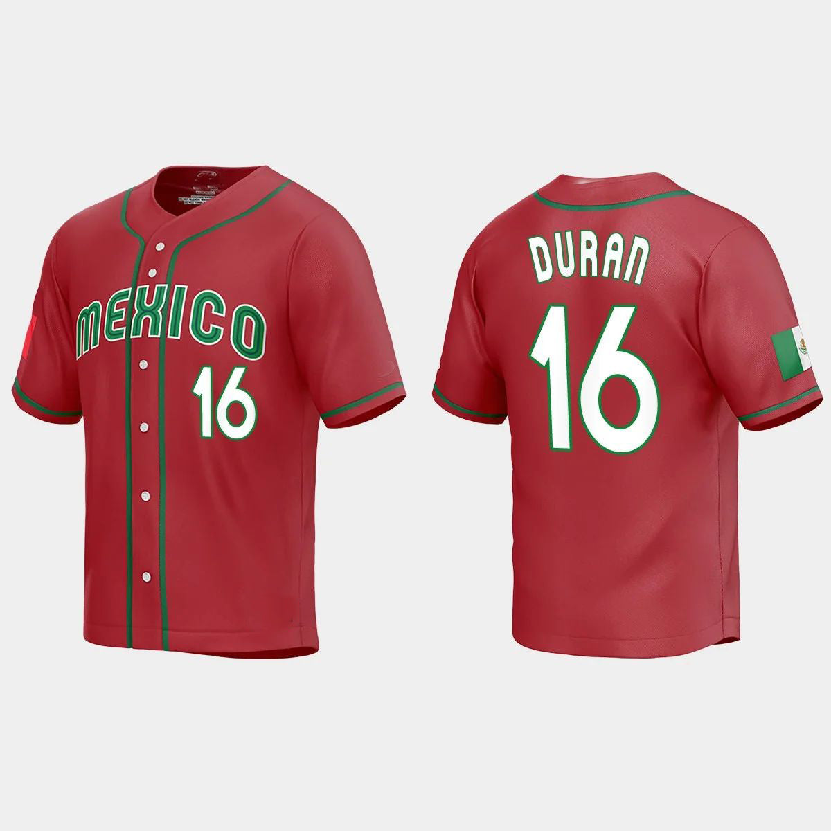#16 JARREN DURAN MEXICO BASEBALL 2023 WORLD BASEBALL CLASSIC REPLICA JERSEY C RED Stitches Baseball Jerseys