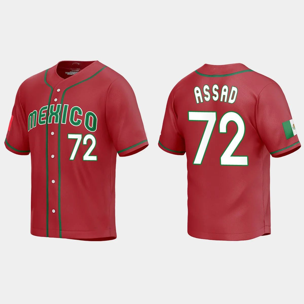 #72 JAVIER ASSAD MEXICO BASEBALL 2023 WORLD BASEBALL CLASSIC REPLICA JERSEY C RED Stitches Baseball Jerseys
