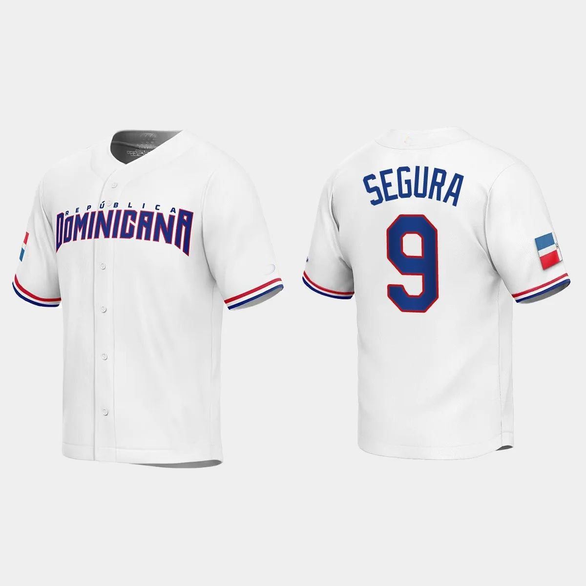 #9 JEAN SEGURA DOMINICAN REPUBLIC BASEBALL 2023 WORLD BASEBALL CLASSIC REPLICA JERSEY C WHITE  Stitches Baseball Jerseys