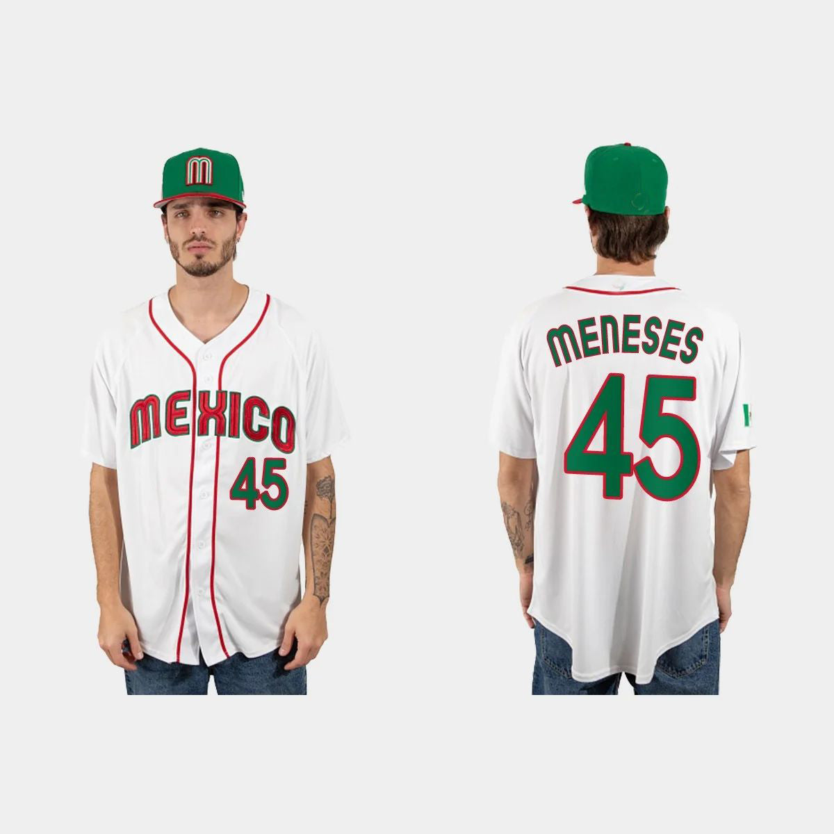 #45 JOEY MENESES MEXICO BASEBALL 2023 WORLD BASEBALL CLASSIC JERSEY C WHITE Stitches Baseball Jerseys