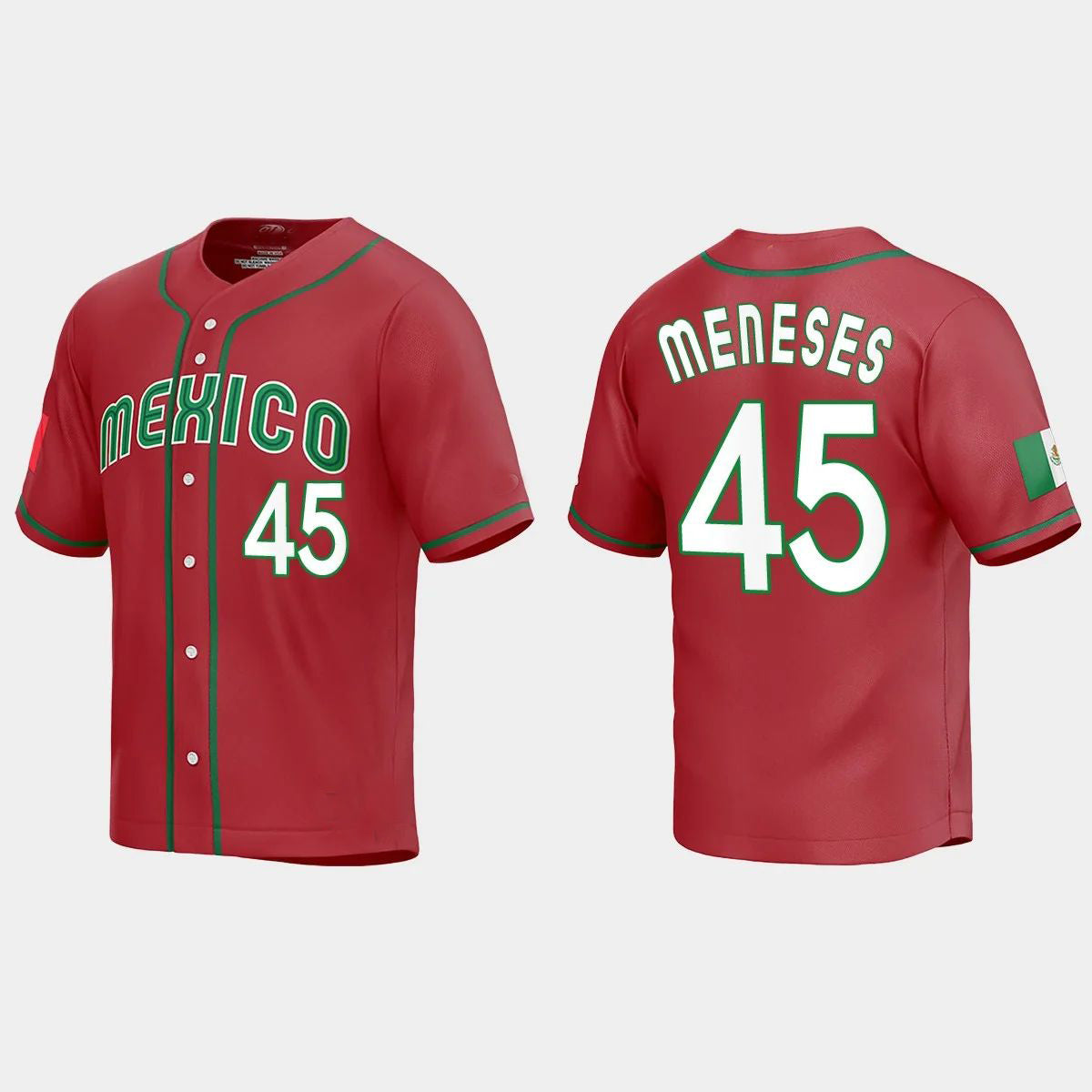 #45 JOEY MENESES MEXICO BASEBALL 2023 WORLD BASEBALL CLASSIC REPLICA JERSEY C RED Stitches Baseball Jerseys