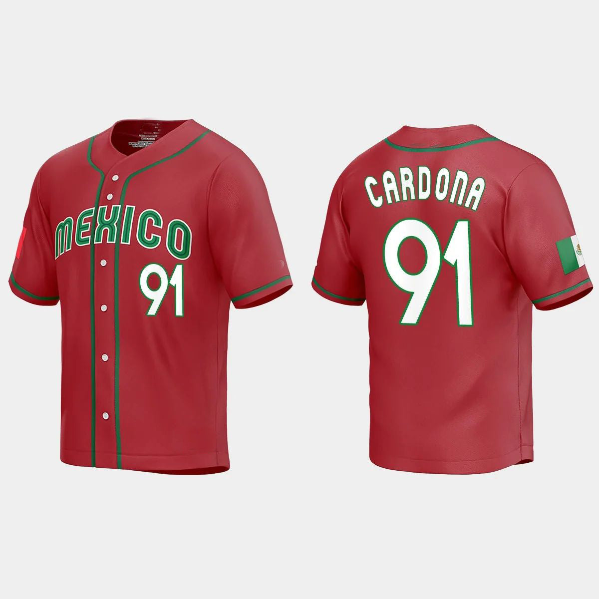 #91 JOSE CARDONA MEXICO BASEBALL 2023 WORLD BASEBALL CLASSIC REPLICA JERSEY C RED Stitches Baseball Jerseys