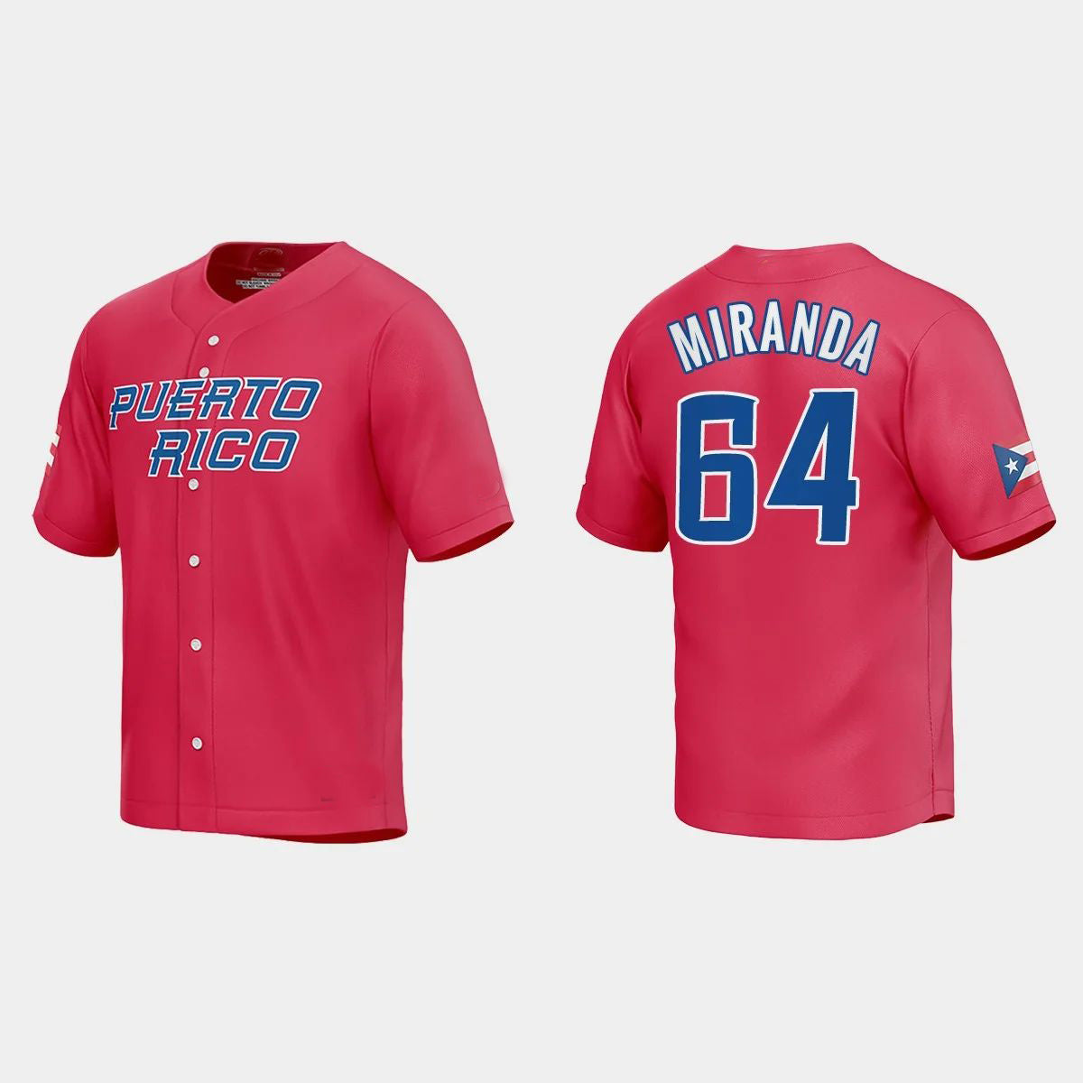 #64 JOSE MIRANDA PUERTO RICO BASEBALL 2023 WORLD BASEBALL CLASSIC JERSEY C RED Stitches Baseball Jerseys