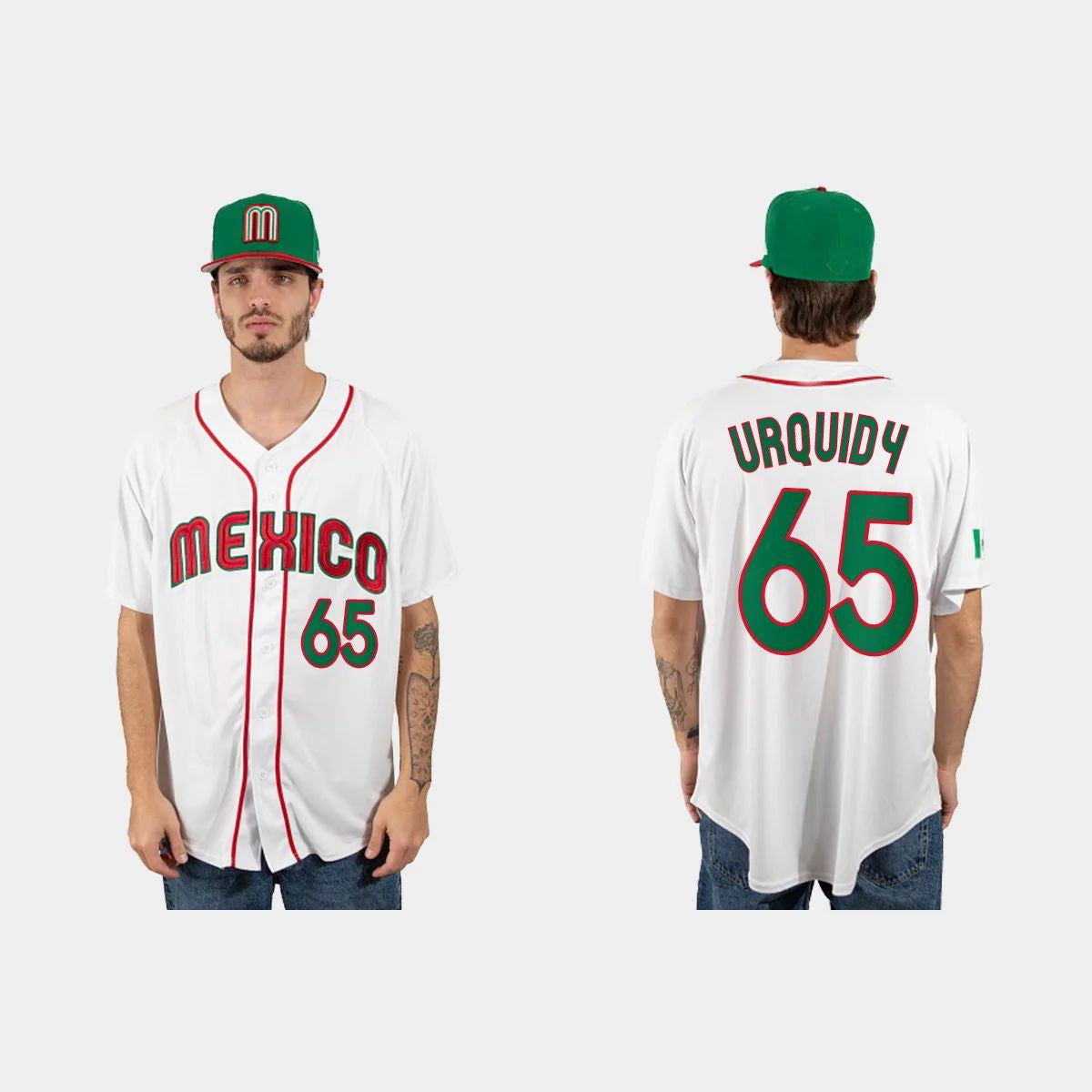 #65 JOSE URQUIDY MEXICO BASEBALL 2023 WORLD BASEBALL CLASSIC JERSEY C WHITE Stitches Baseball Jerseys