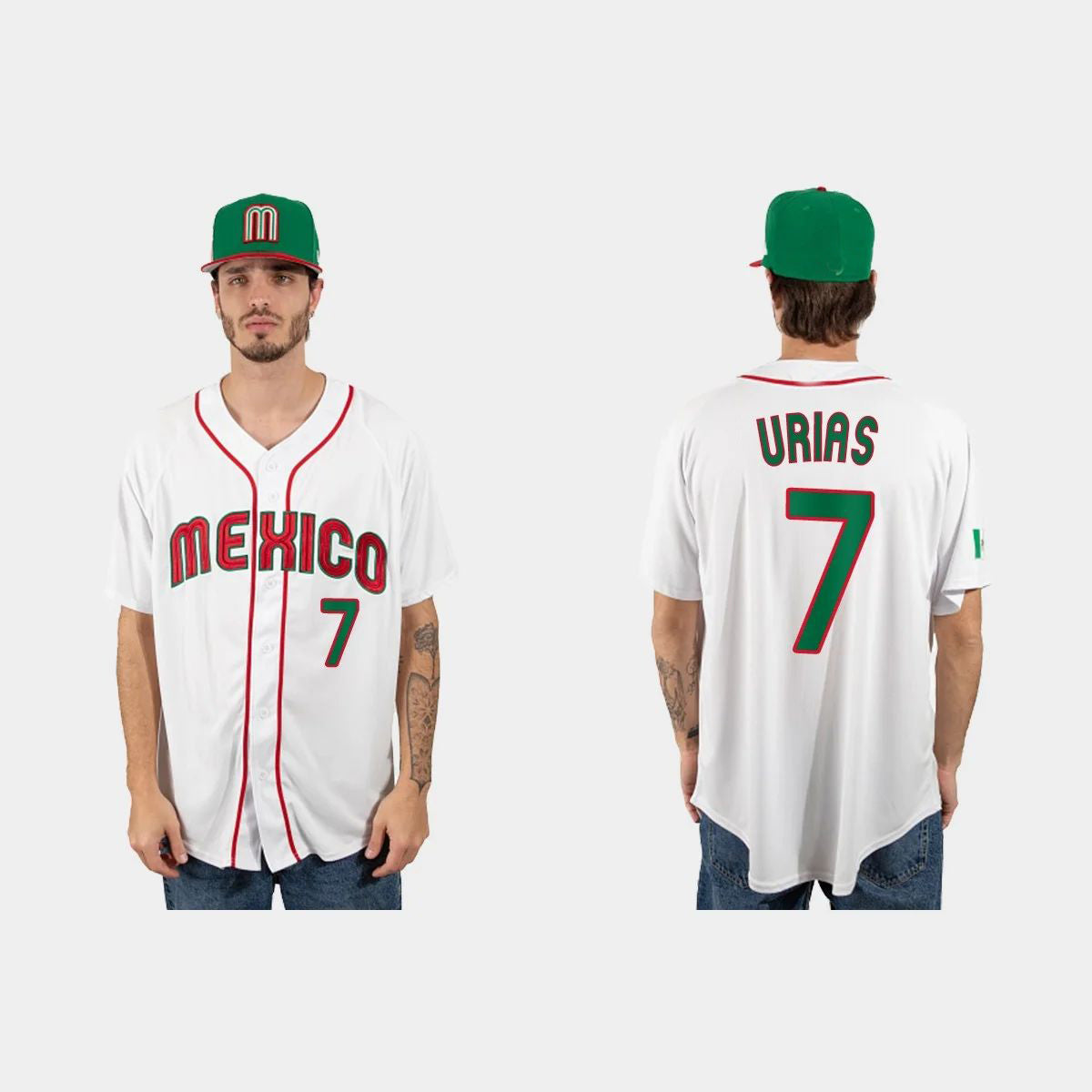#7 JULIO URIAS MEXICO BASEBALL 2023 WORLD BASEBALL CLASSIC JERSEY C WHITE Stitches Baseball Jerseys
