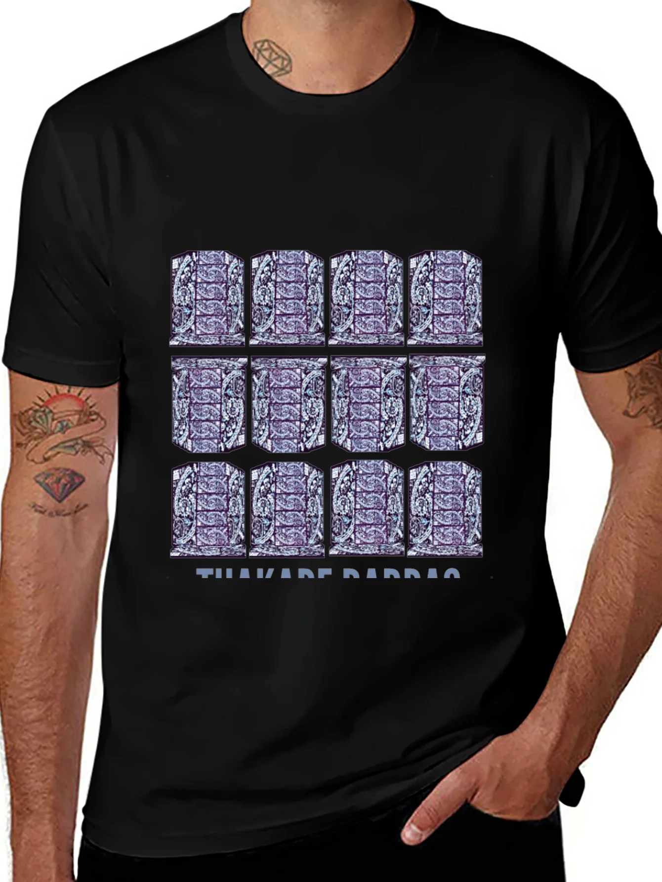 Pattern Print Black T-Shirt