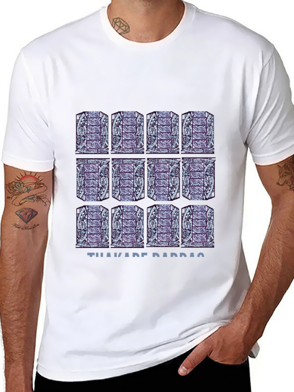 Pattern Print Black T-Shirt