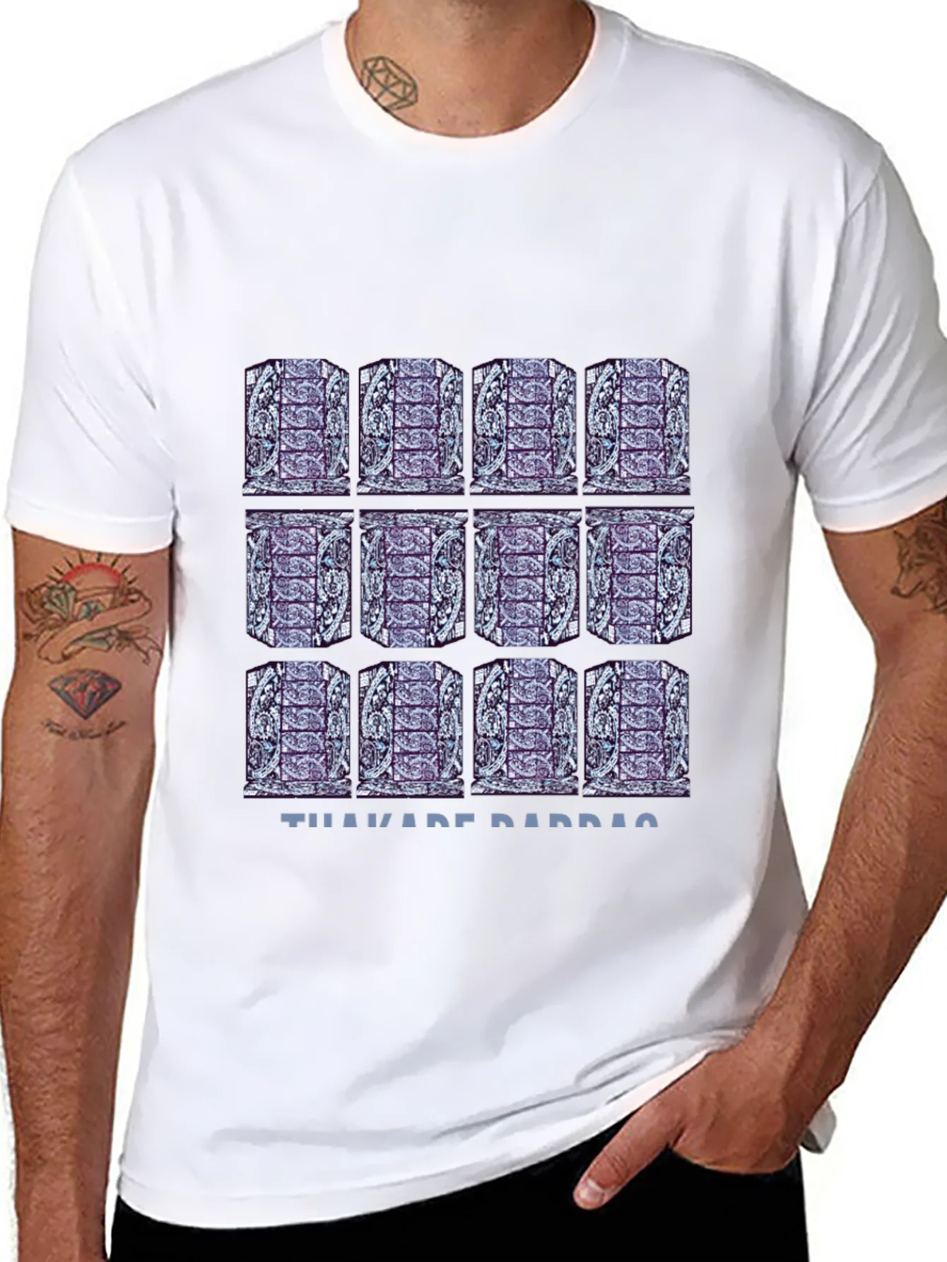 Pattern Print Black T-Shirt
