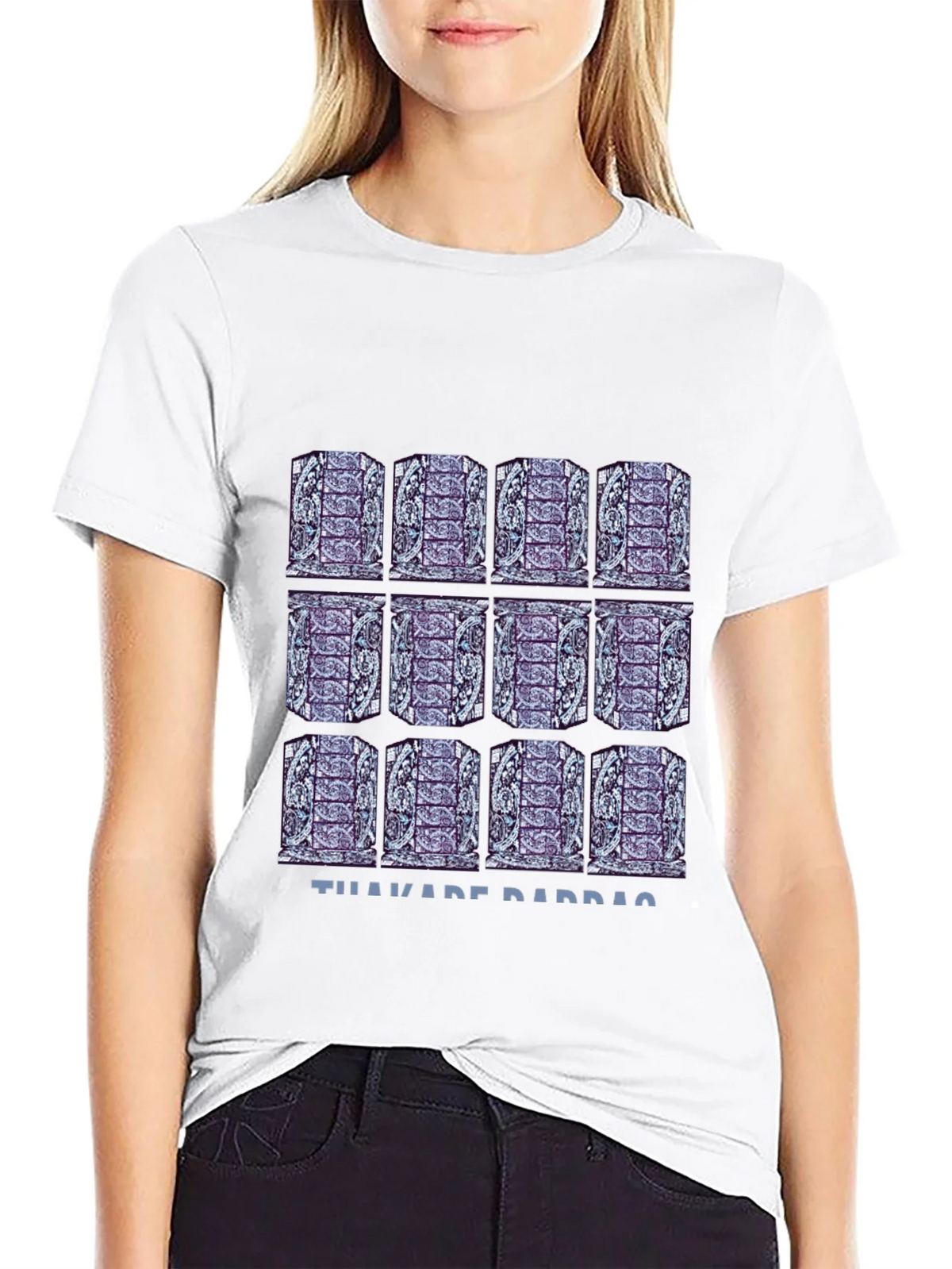Pattern Print Black T-Shirt
