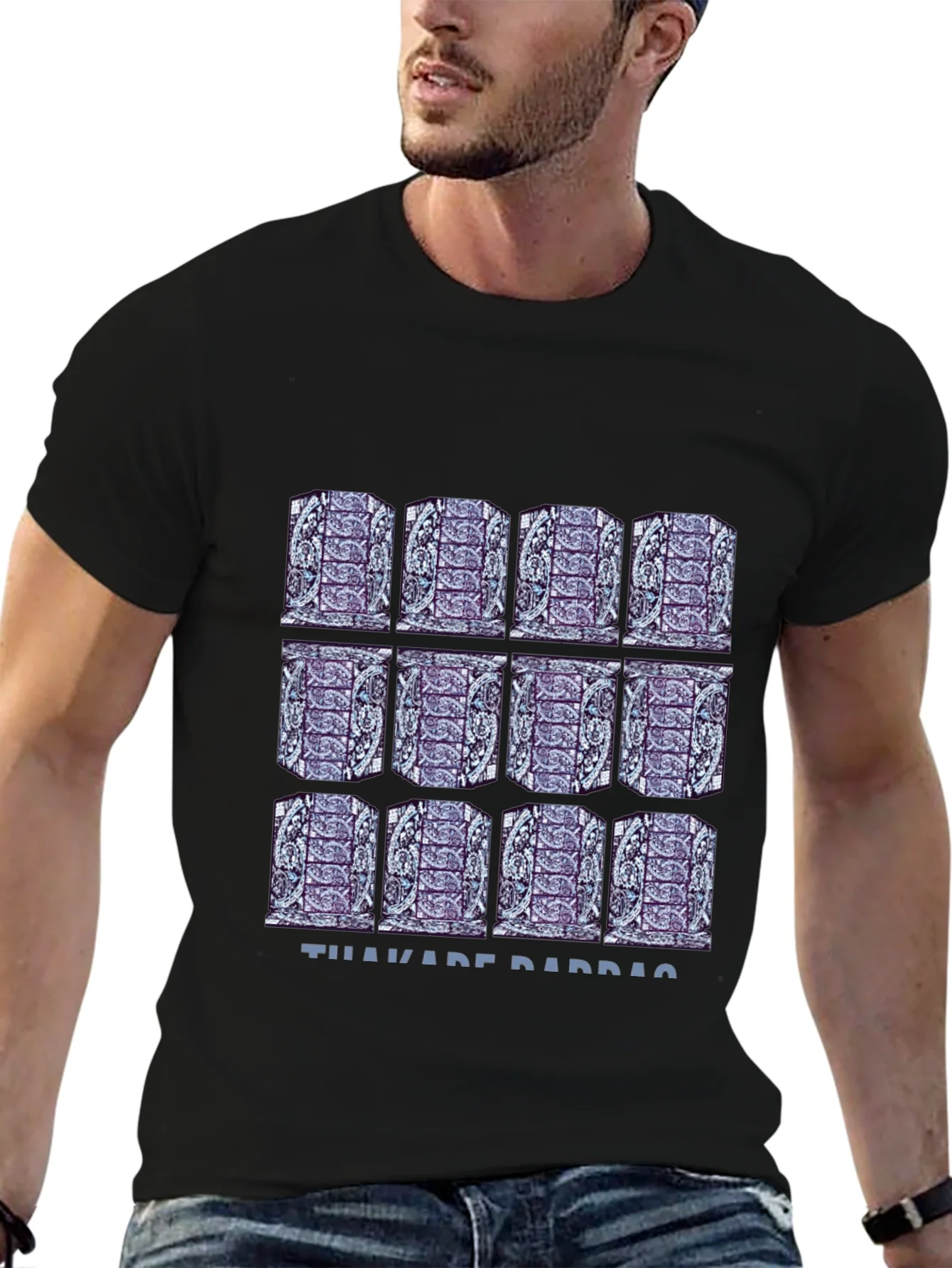 Pattern Print Black T-Shirt