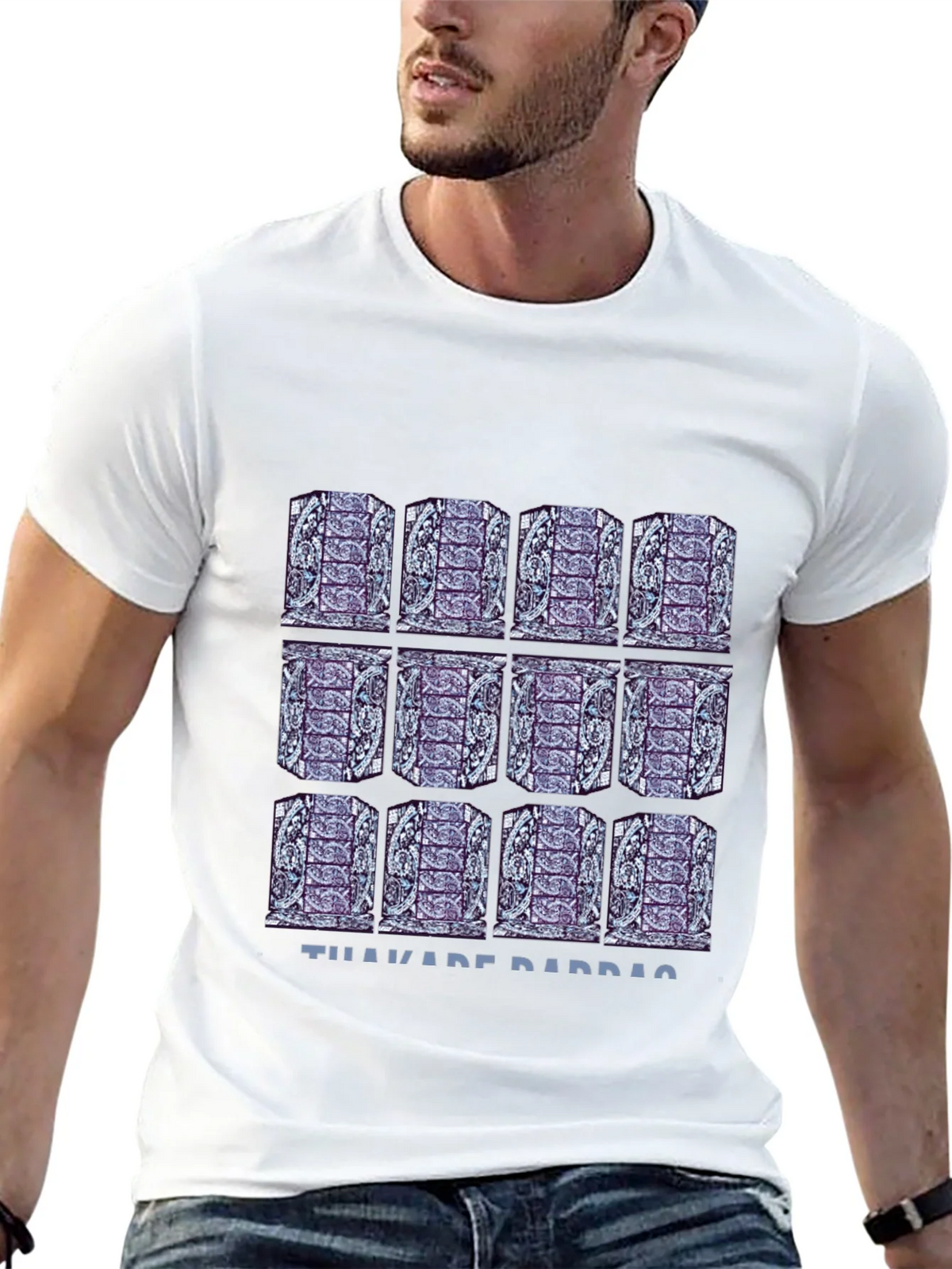 Pattern Print Black T-Shirt