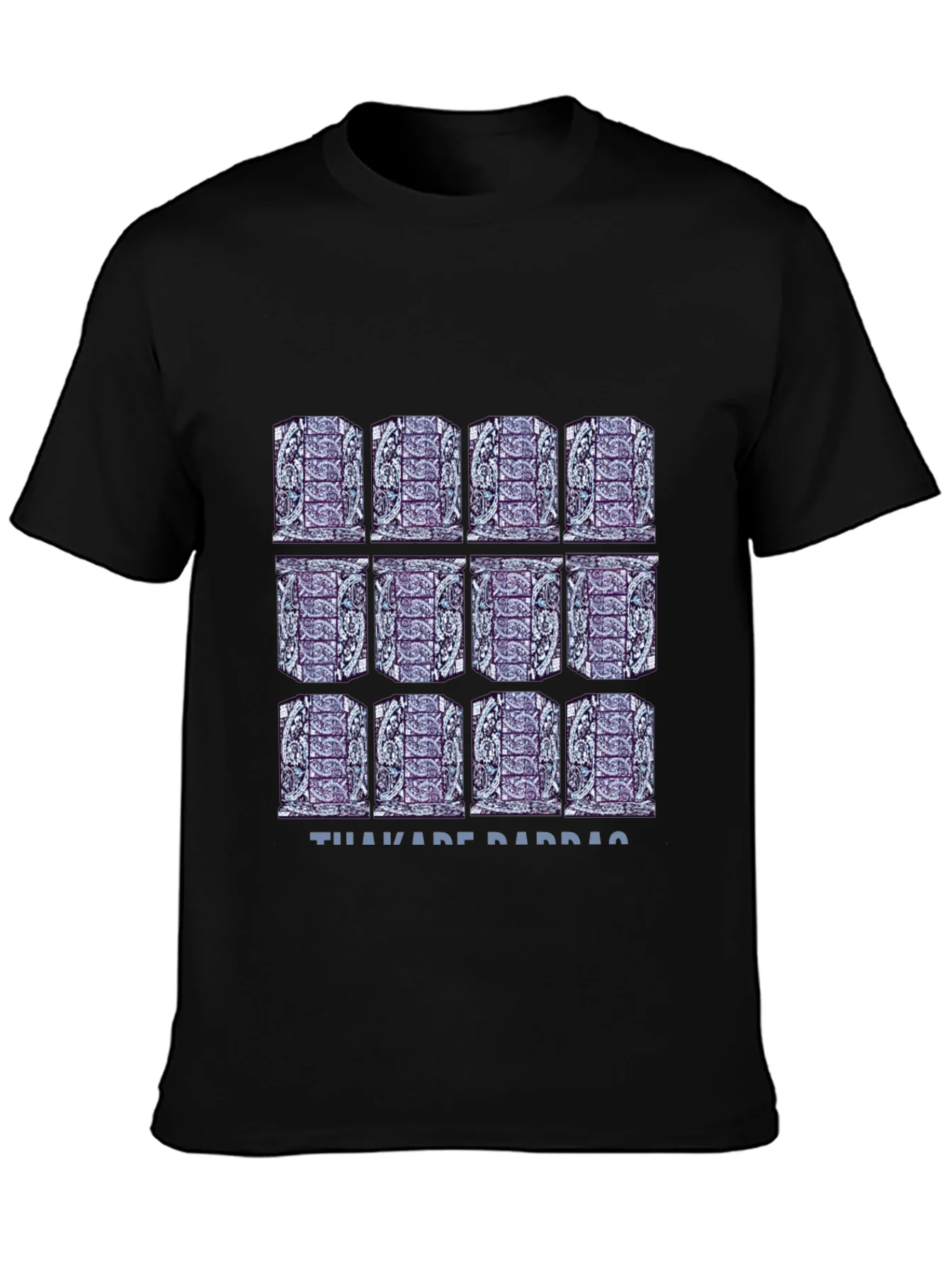 Pattern Print Black T-Shirt