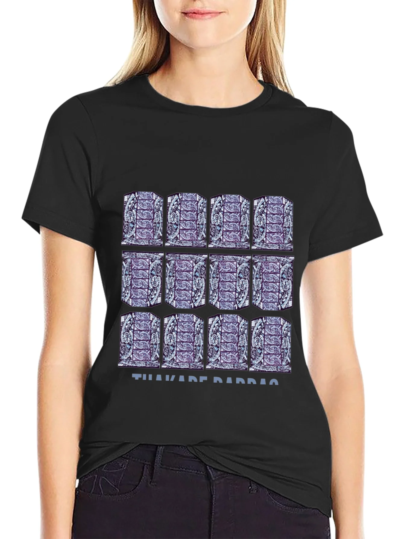 Pattern Print Black T-Shirt