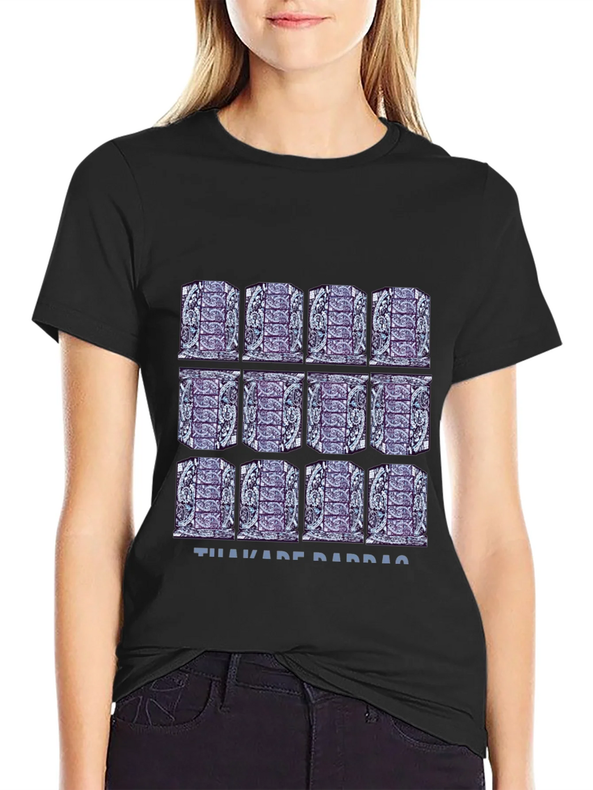 Pattern Print Black T-Shirt