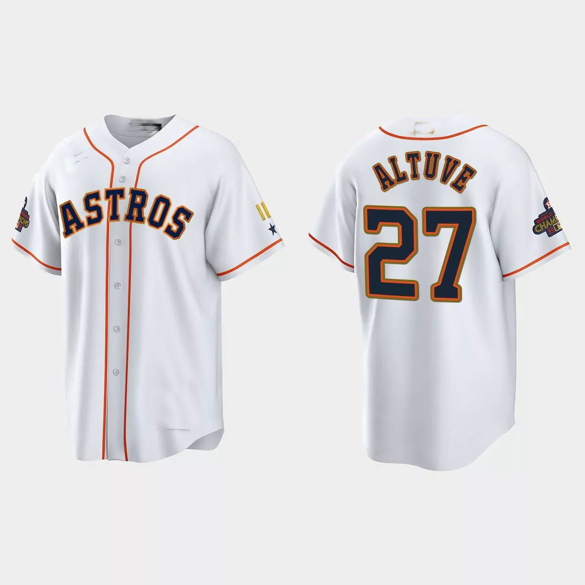 #27 Jose Altuve Houston Astros 2023 Gold Program Jersey C White Stitches Baseball Jerseys