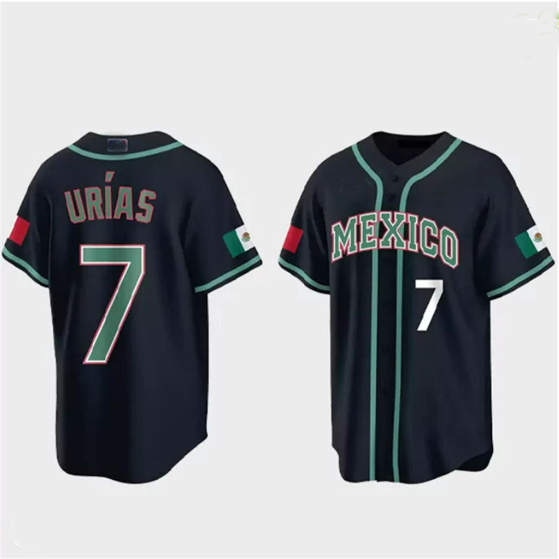 #7 Julio Urias Mexico Baseball 2023 World Baseball Classic Jersey C Black Stitches Baseball Jerseys