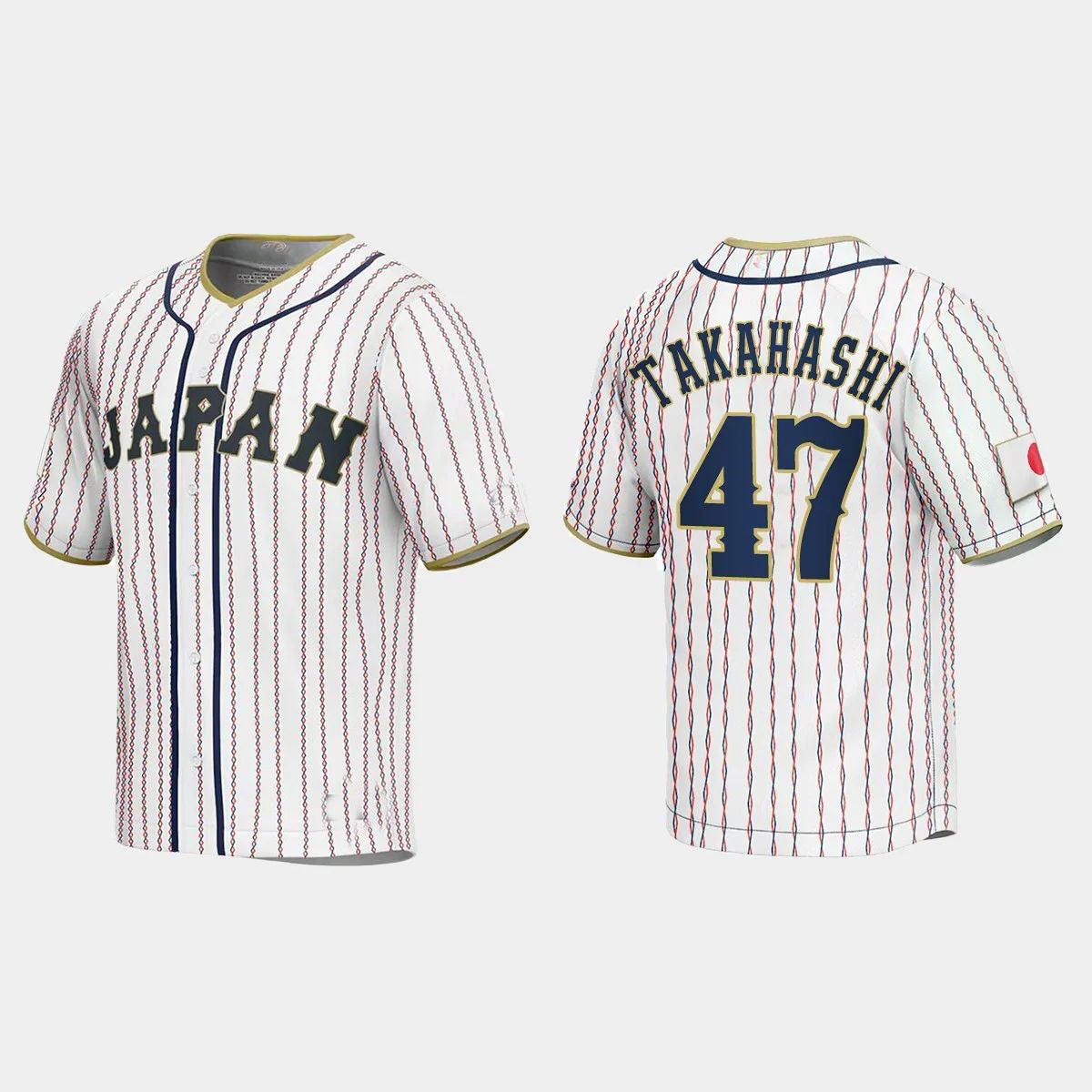 #47 KEIJI TAKAHASHI JAPAN BASEBALL 2023 WORLD BASEBALL CLASSIC JERSEY C WHITE Stitches Baseball Jerseys