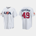 #49 KENDALL GRAVEMAN CHICAGO WHITE SOX 2023 WORLD BASEBALL CLASSIC USA REPLICA JERSEY C WHITE Stitches Baseball Jerseys