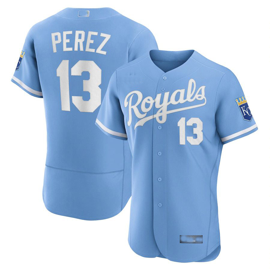 Kansas City Royals #13 Salvador Prez Light Blue 2022 Alternate Authentic Player Jersey Baseball Jerseys