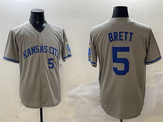 Kansas City Royals #5 George Brett Gray 2024 Away Limited Stitched Baseball Jersey