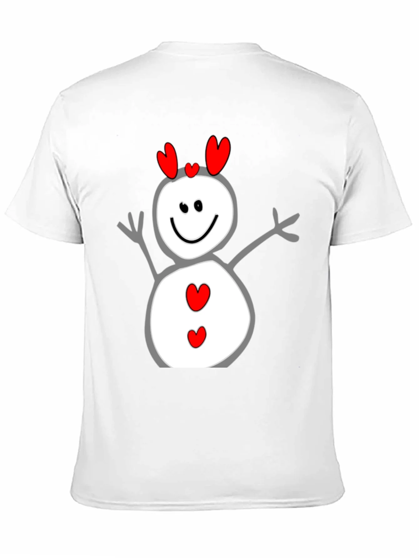 Heart Snowman Graphic Tee - Black Cotton Blend