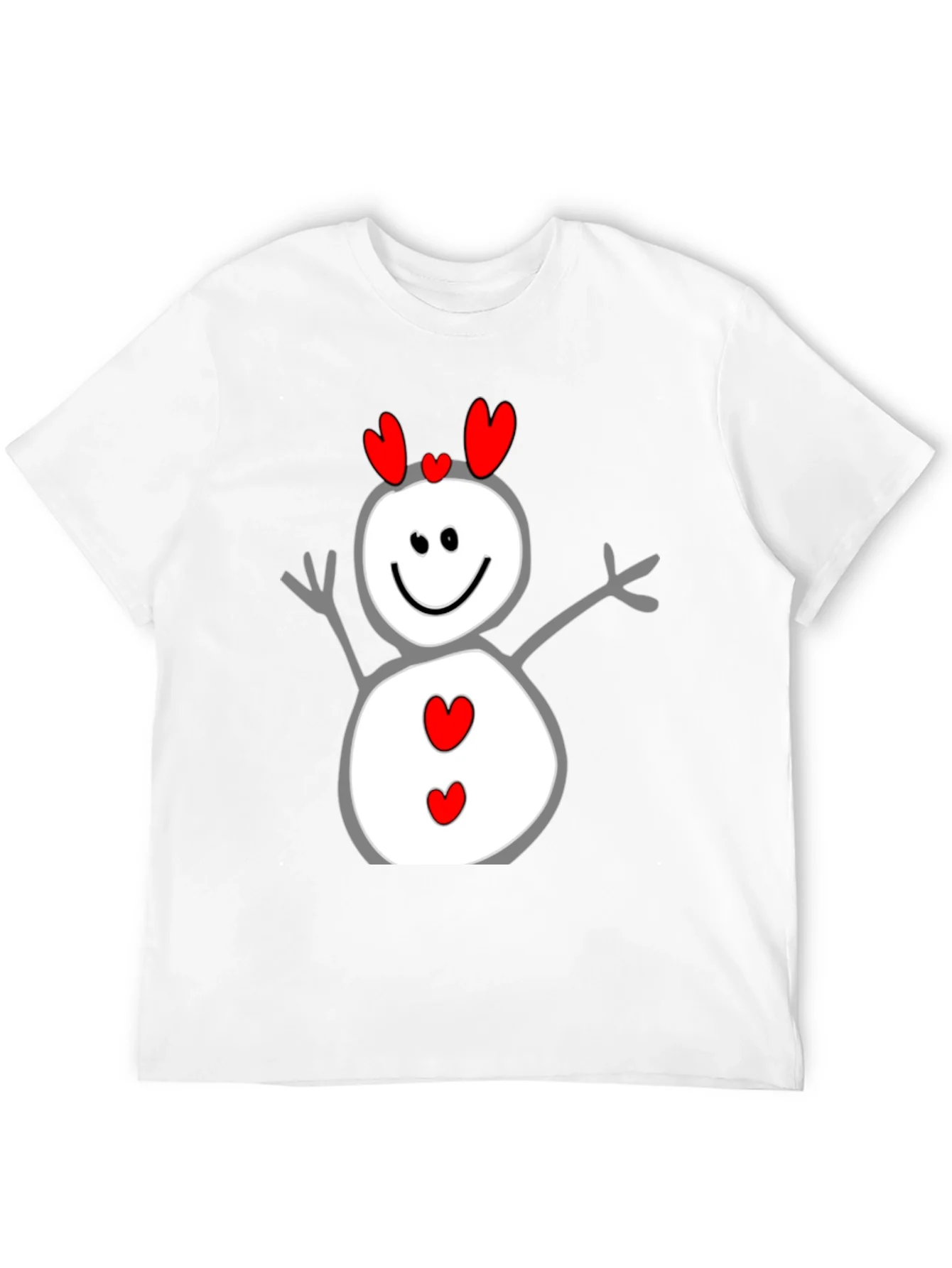 Heart Snowman Graphic Tee - Black Cotton Blend