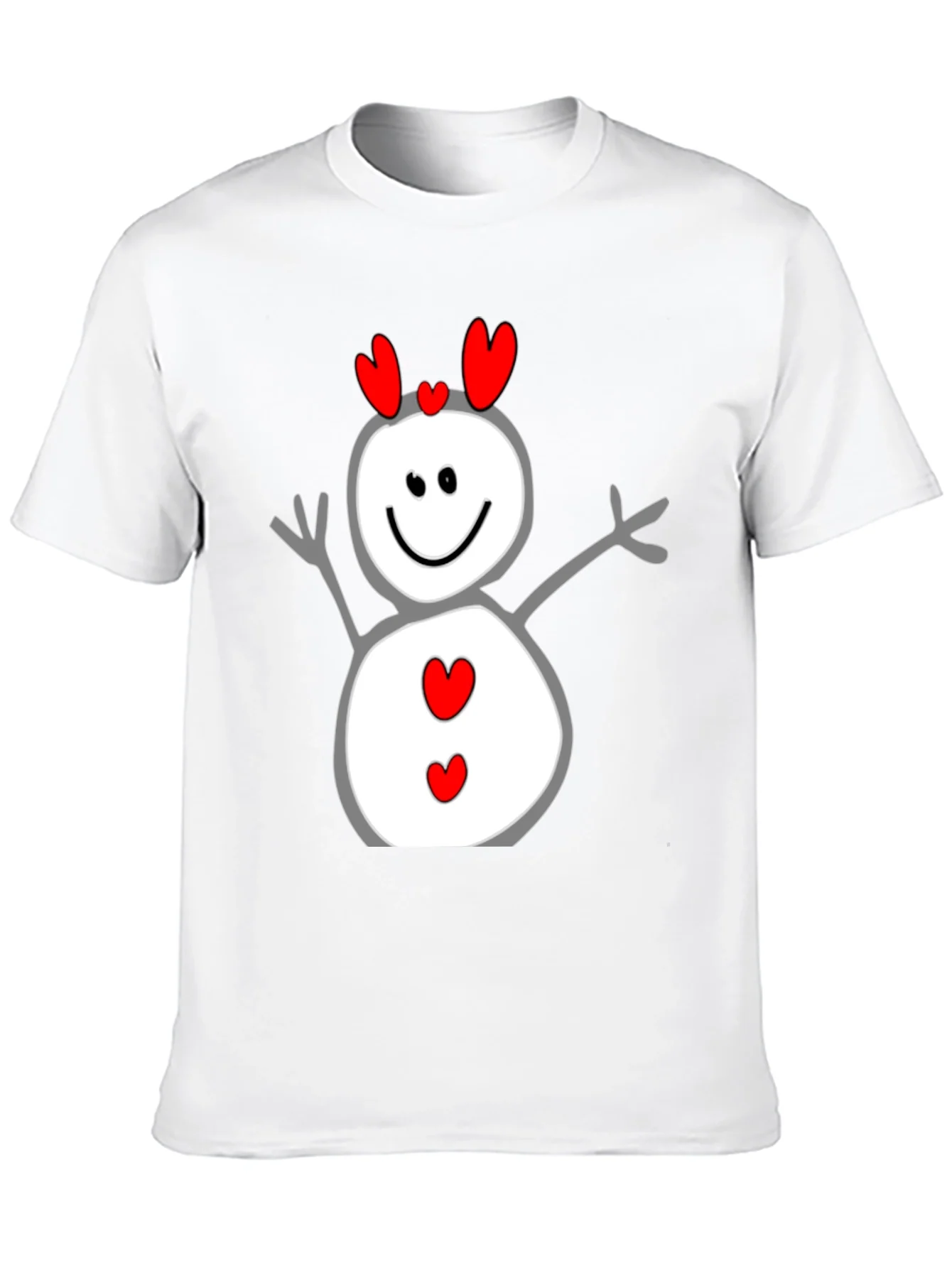 Heart Snowman Graphic Tee - Black Cotton Blend