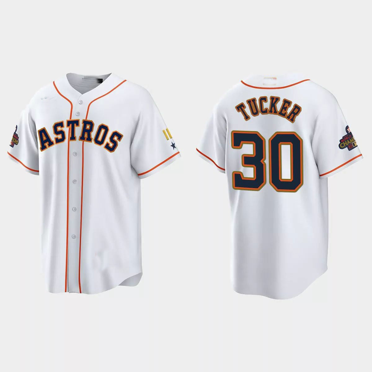 #30 Kyle Tucker Houston Astros 2023 Gold Program Jersey C White Stitches Baseball Jerseys