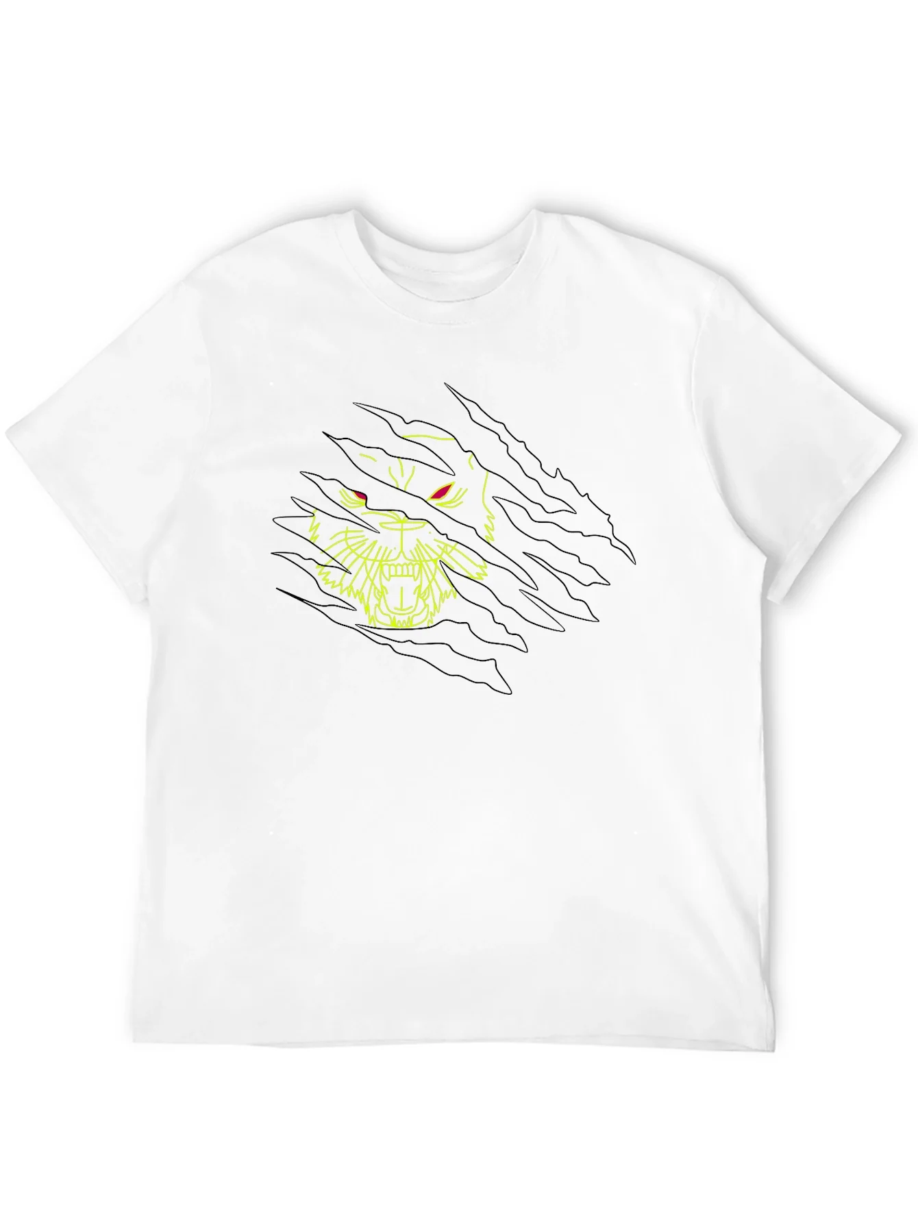 Black T-Shirt with Ripped Graphic Tiger Design