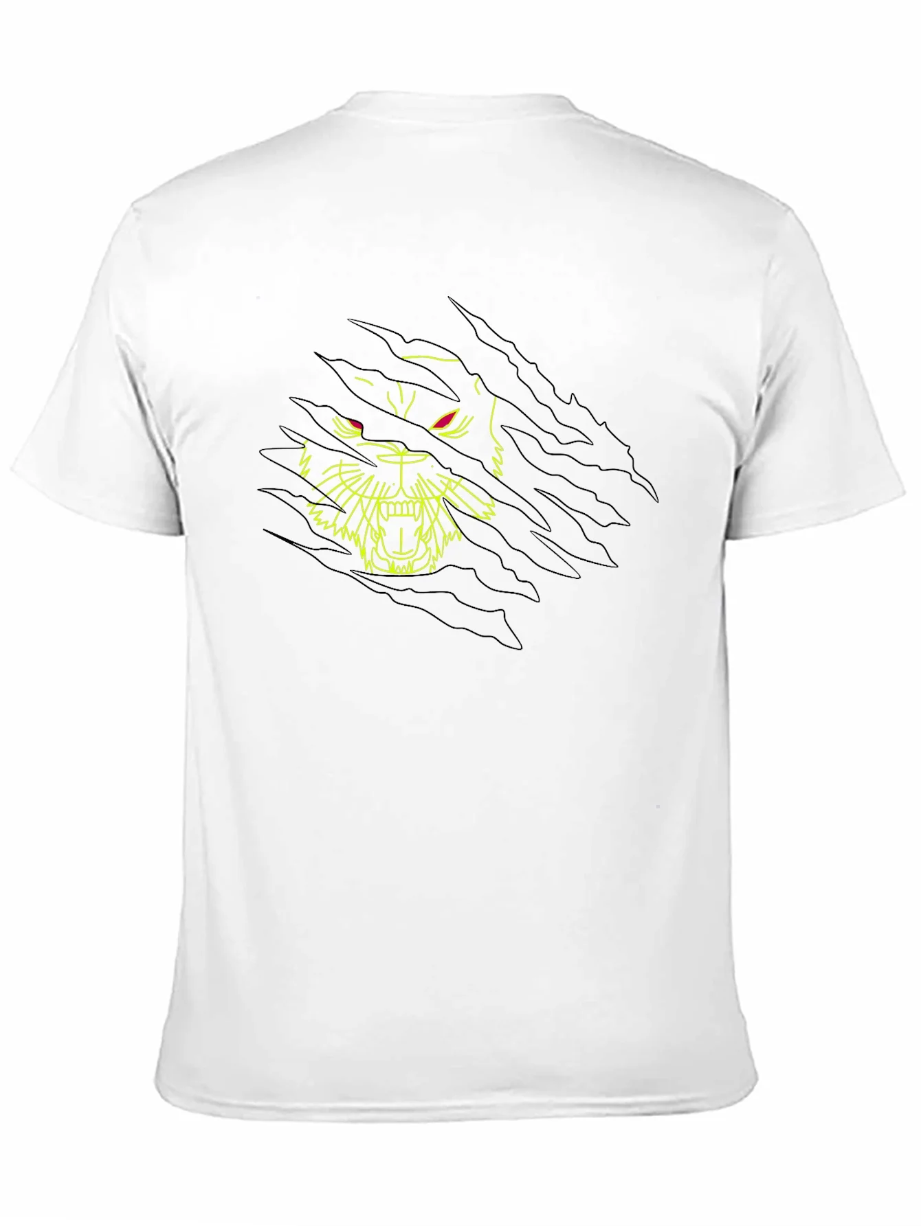 Black T-Shirt with Ripped Graphic Tiger Design