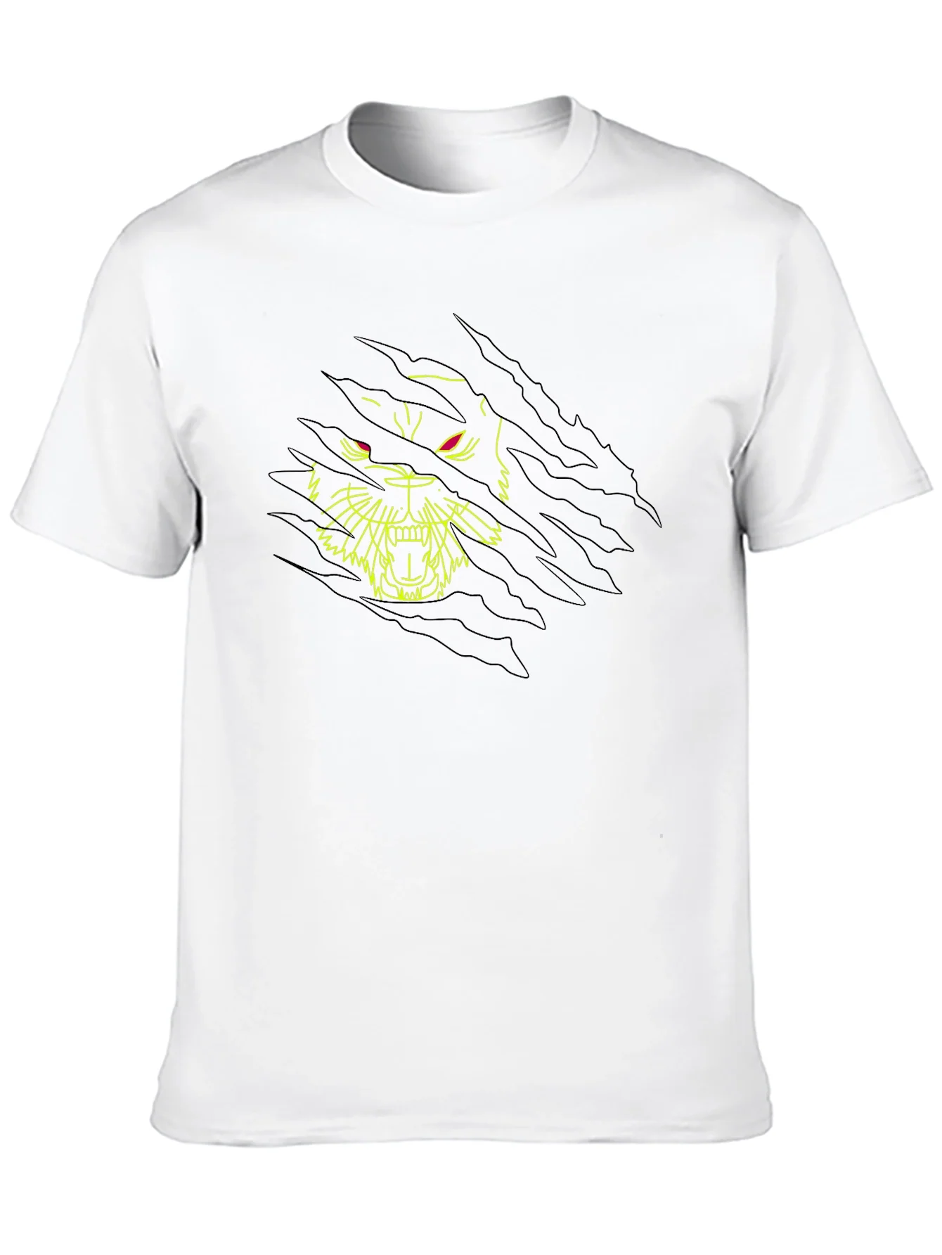 Black T-Shirt with Ripped Graphic Tiger Design
