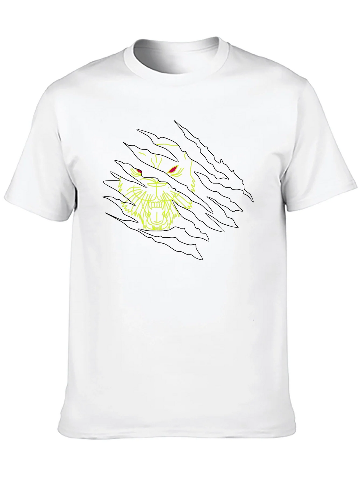 Black T-Shirt with Ripped Graphic Tiger Design