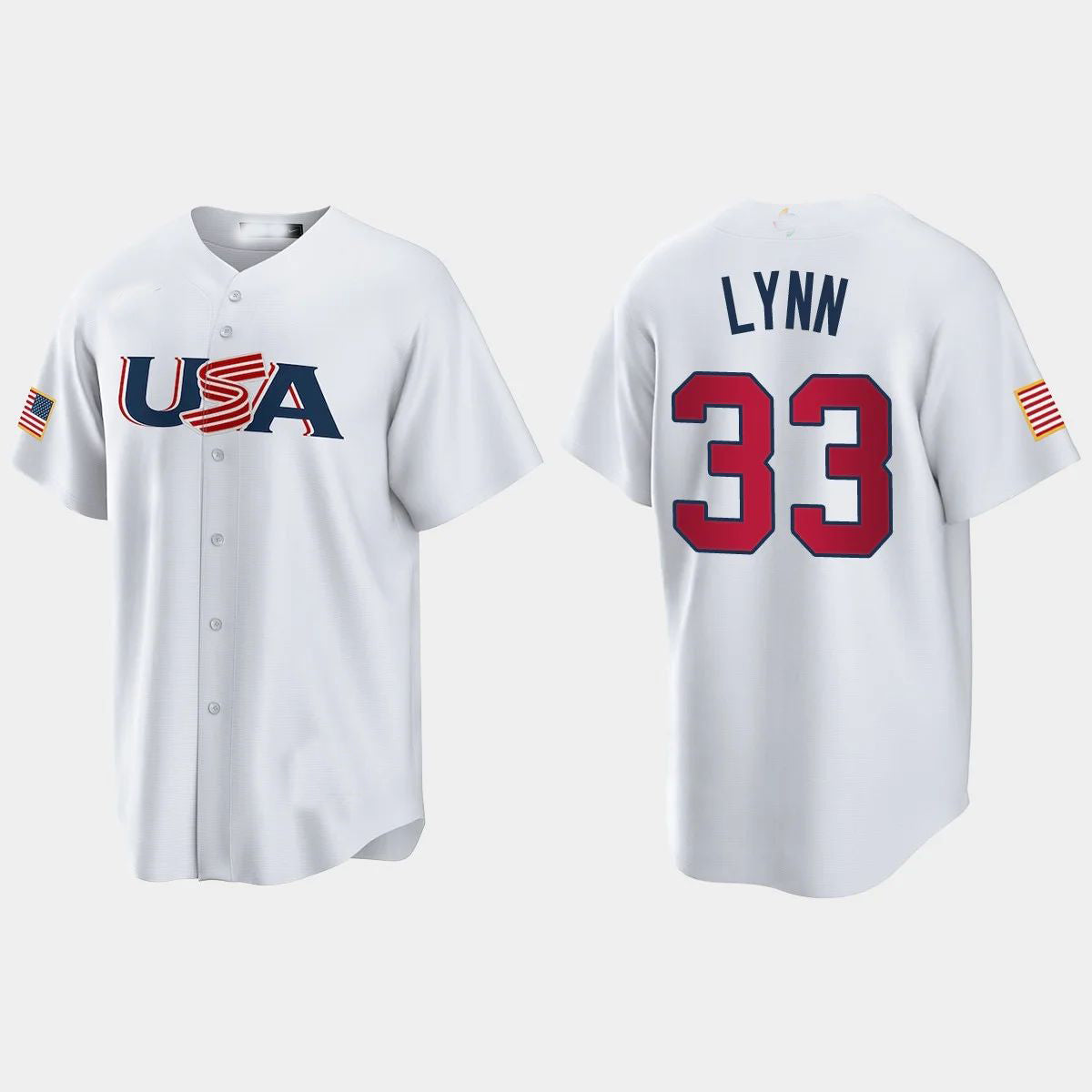 #33 LANCE LYNN CHICAGO WHITE SOX 2023 WORLD BASEBALL CLASSIC USA REPLICA JERSEY ?C WHITE Stitches Baseball Jerseys