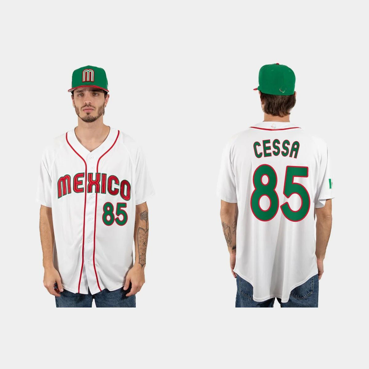 #85 LUIS CESSA MEXICO BASEBALL 2023 WORLD BASEBALL CLASSIC JERSEY C WHITE Stitches Baseball Jerseys