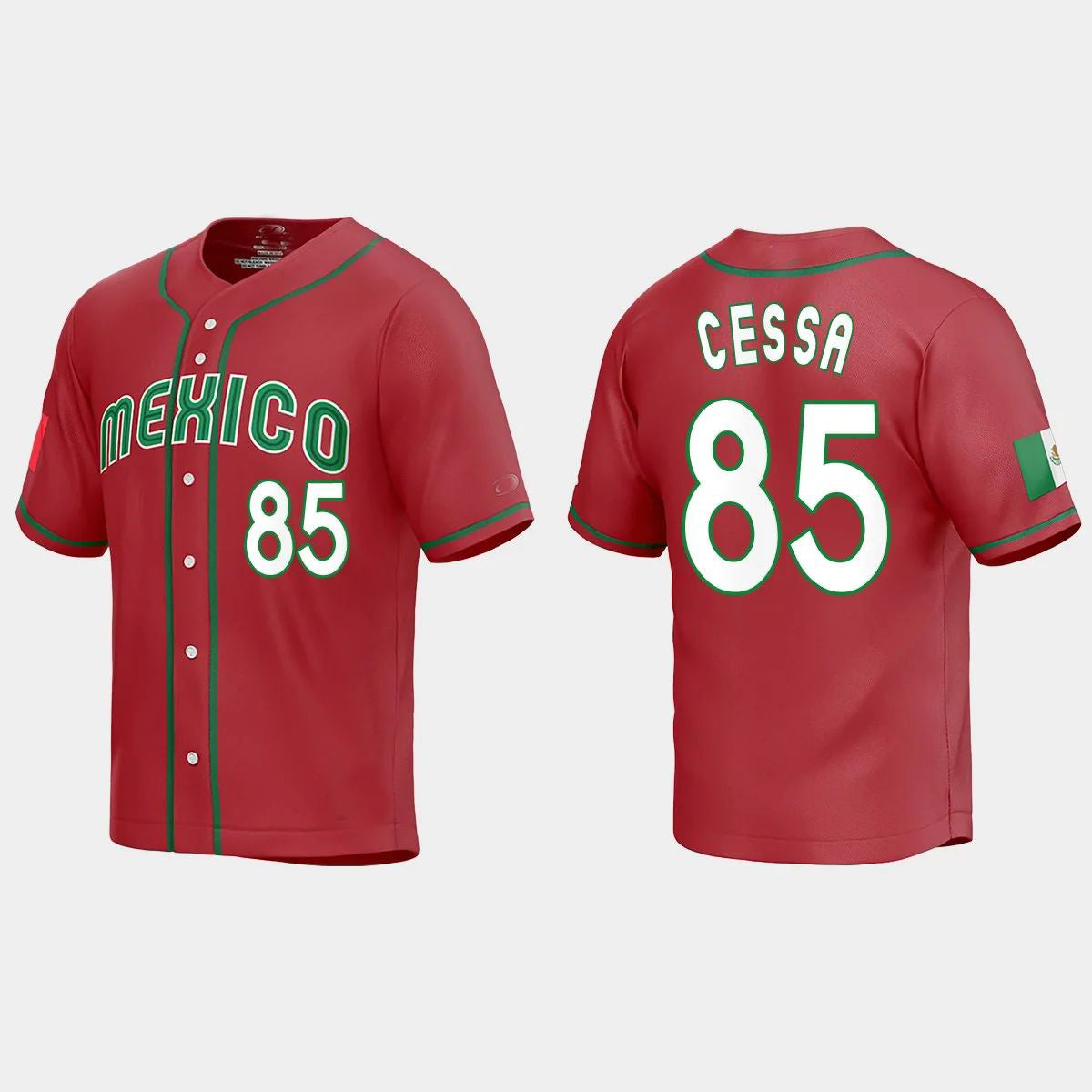 #85 LUIS CESSA MEXICO BASEBALL 2023 WORLD BASEBALL CLASSIC REPLICA JERSEY C RED Stitches Baseball Jerseys