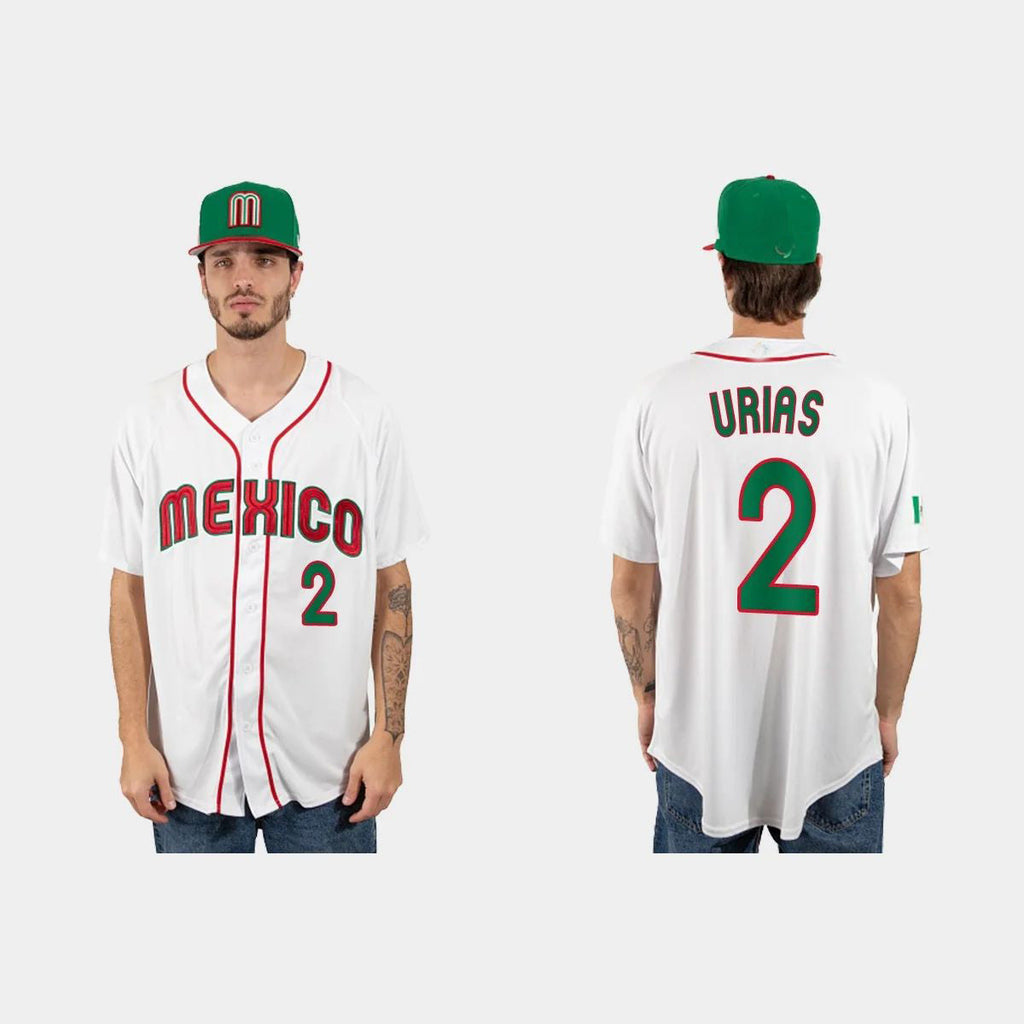 #2 LUIS URIAS MEXICO BASEBALL 2023 WORLD BASEBALL CLASSIC JERSEY C WHITE Stitches Baseball Jerseys