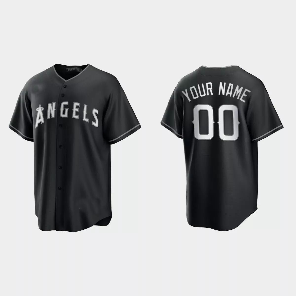 Custom Los Angeles Angels 2021 All Black Fashion Replica Jersey C Black White Stitched Baseball Jerseys