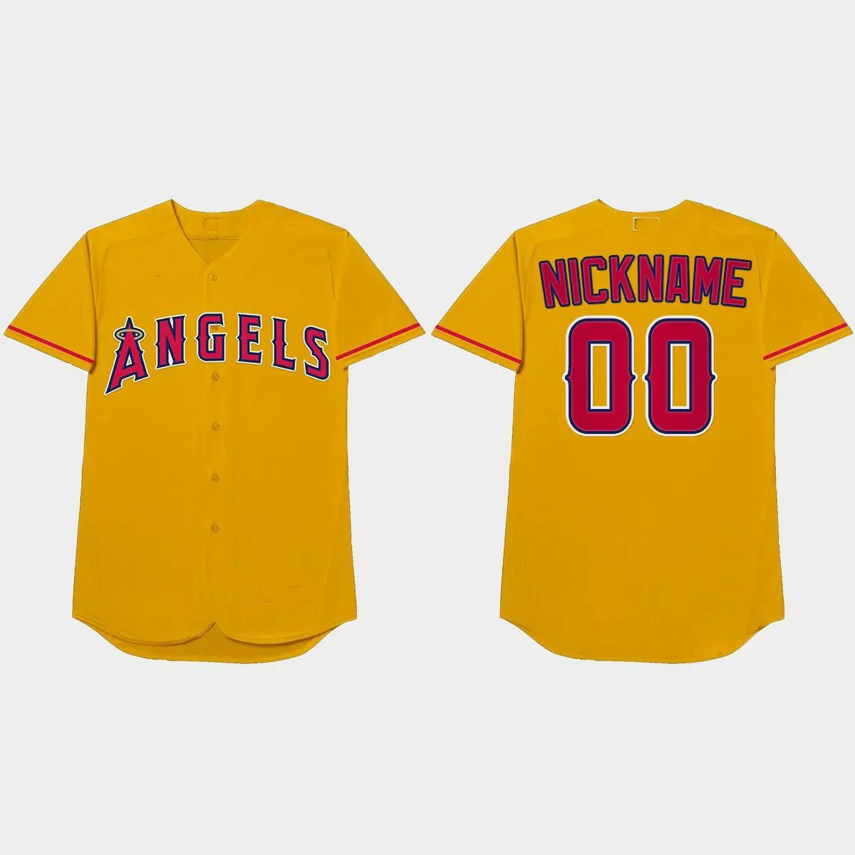 Custom Los Angeles Angels 2021 Players Weekend Nickname Jersey C Gold Stitched Baseball Jerseys