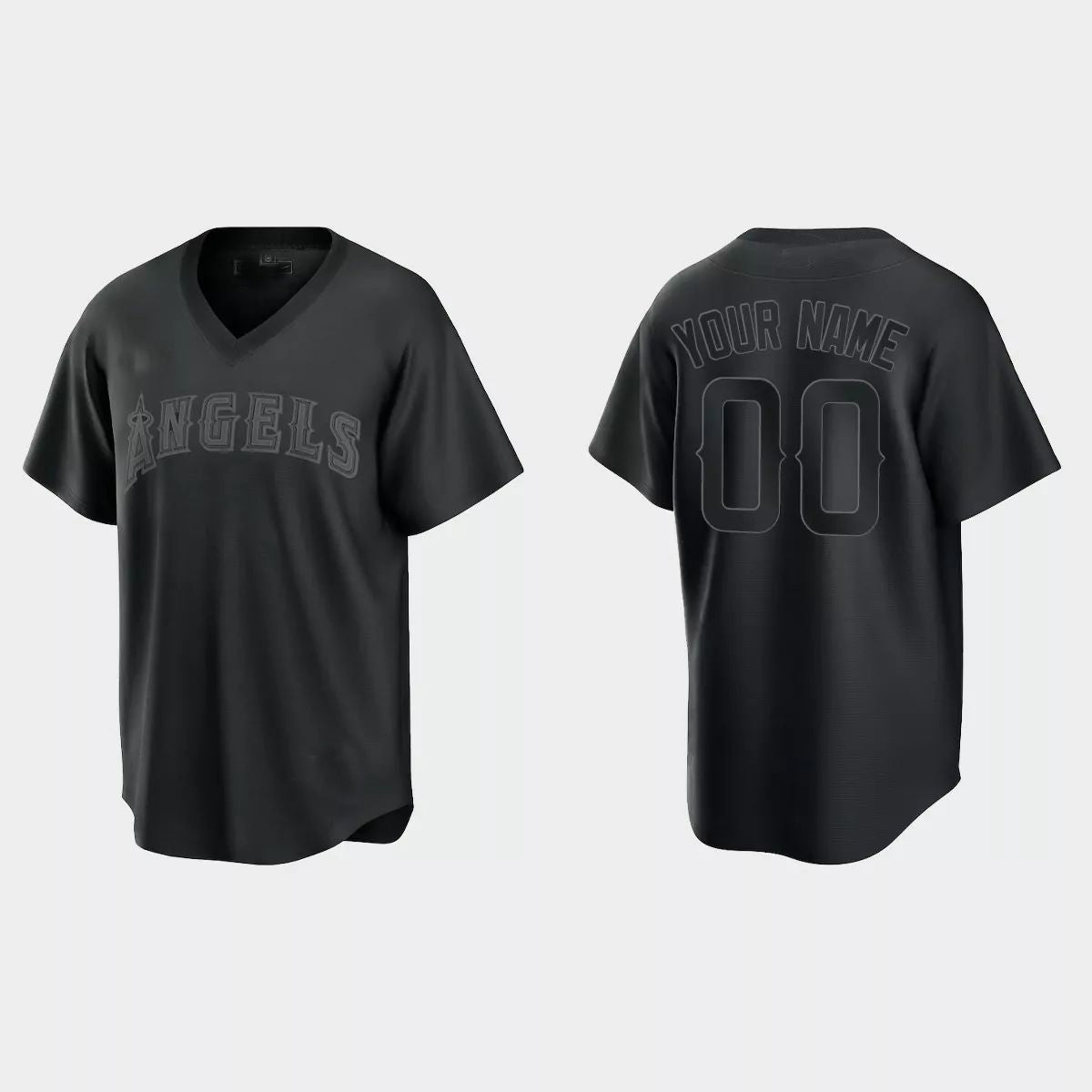 Custom Los Angeles Angels Pitch Black Fashion Replica Jersey C Black Stitched Baseball Jerseys