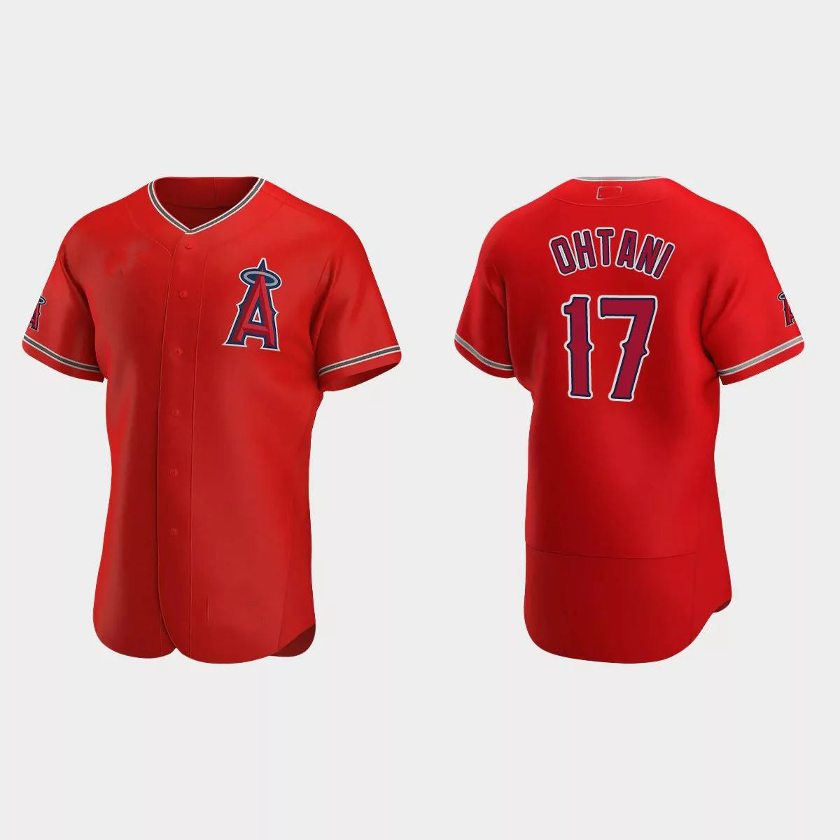 Los Angeles Angels #17 Shohei Ohtani 2020 Alternate Authentic Team Logo Jersey C Red Men Youth Women Baseball Jerseys